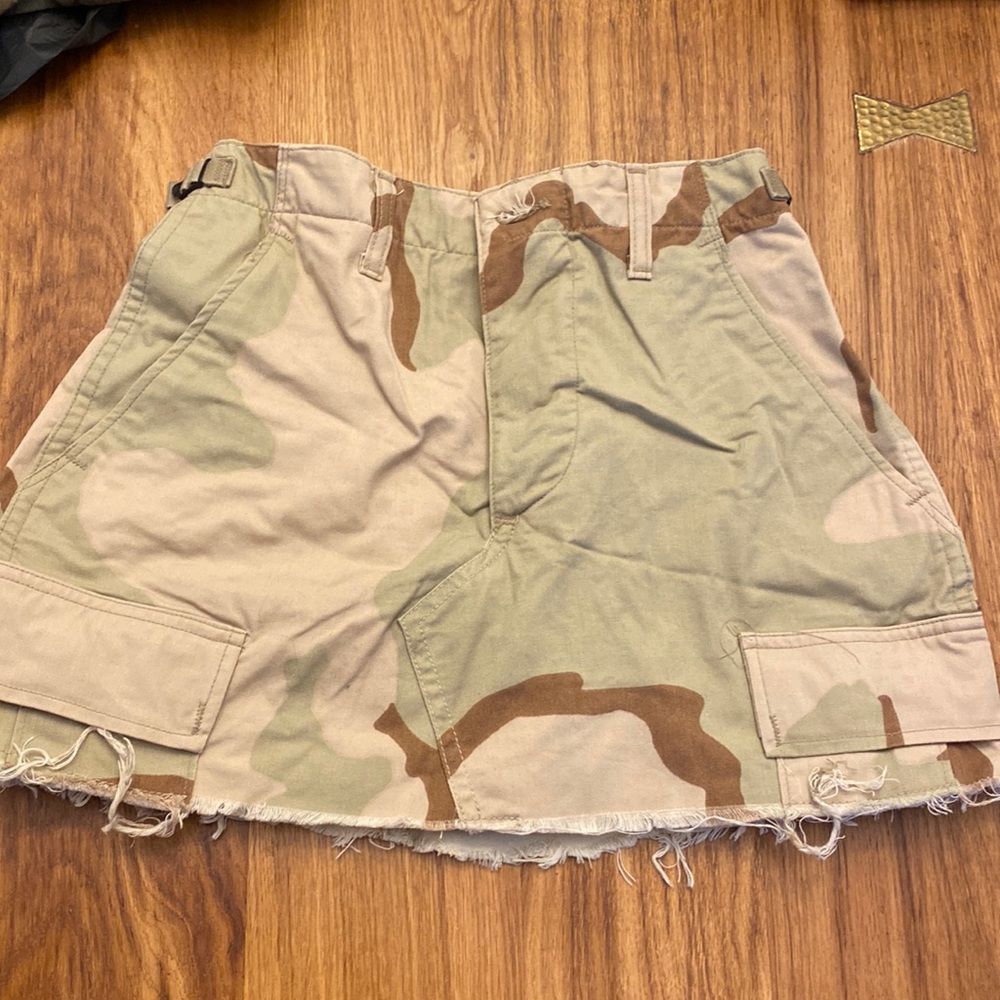 army pants turned into super mini skirts LOL
